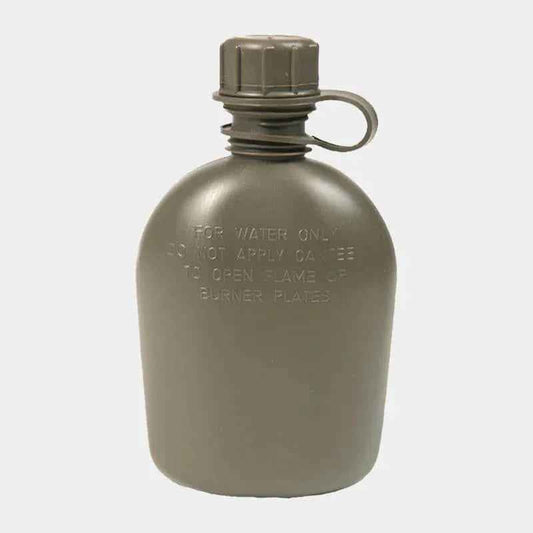 Cantimplora militar MIL-TEC de metal verde oliva, con tapa enroscable y asa