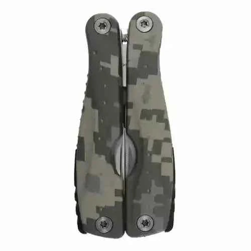 Alicate multiusos Stinger con mango camuflaje y herramientas plegadas