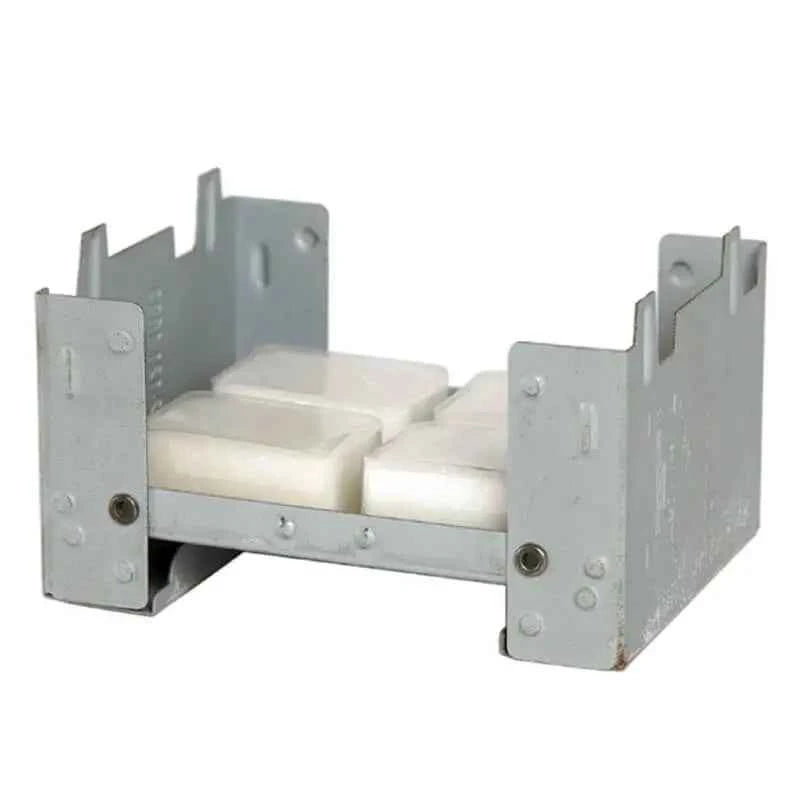Hornillo plegable Mil-Tec con pastillas de encendido, estructura metálica desplegada