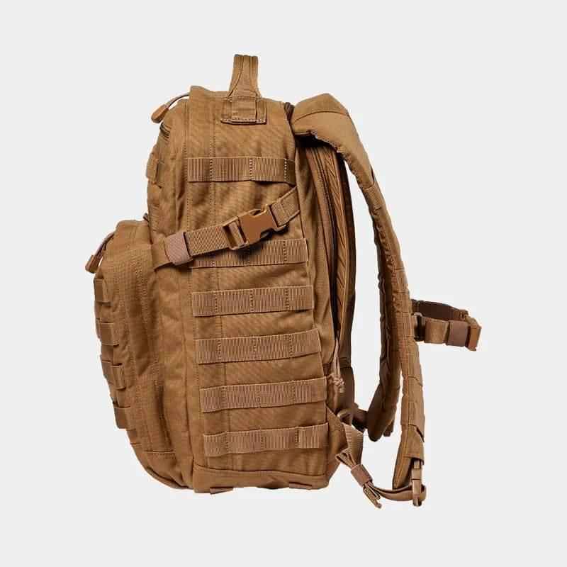 Mochila táctica coyote lateral con correas MOLLE y asa de transporte