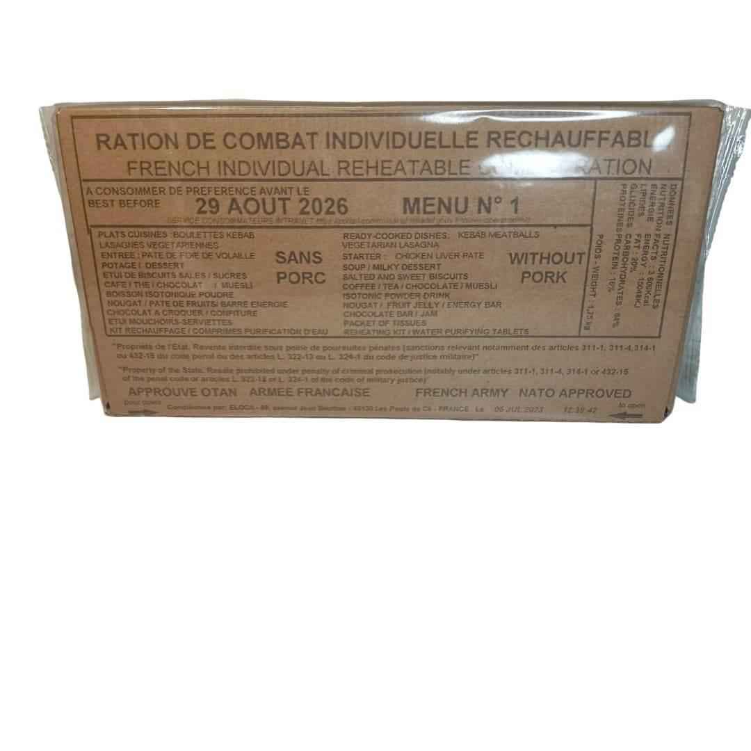 Ración militar recalentable en caja, Menú N.º 1, sin cerdo