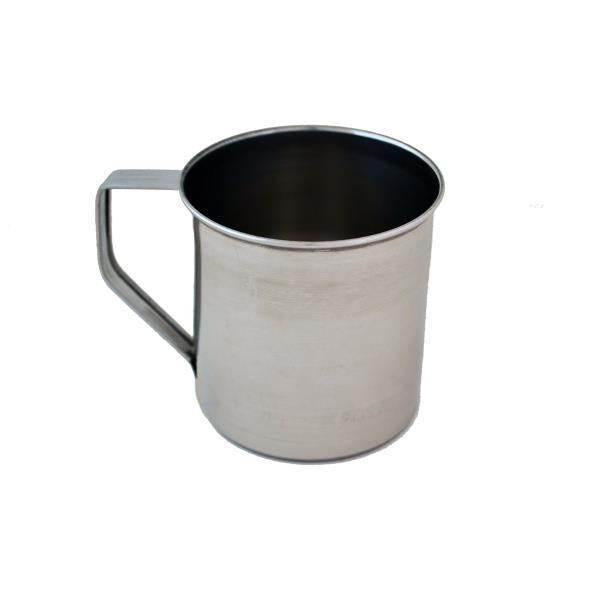 Taza de acero inoxidable con asa y interior oscuro, 7 cm