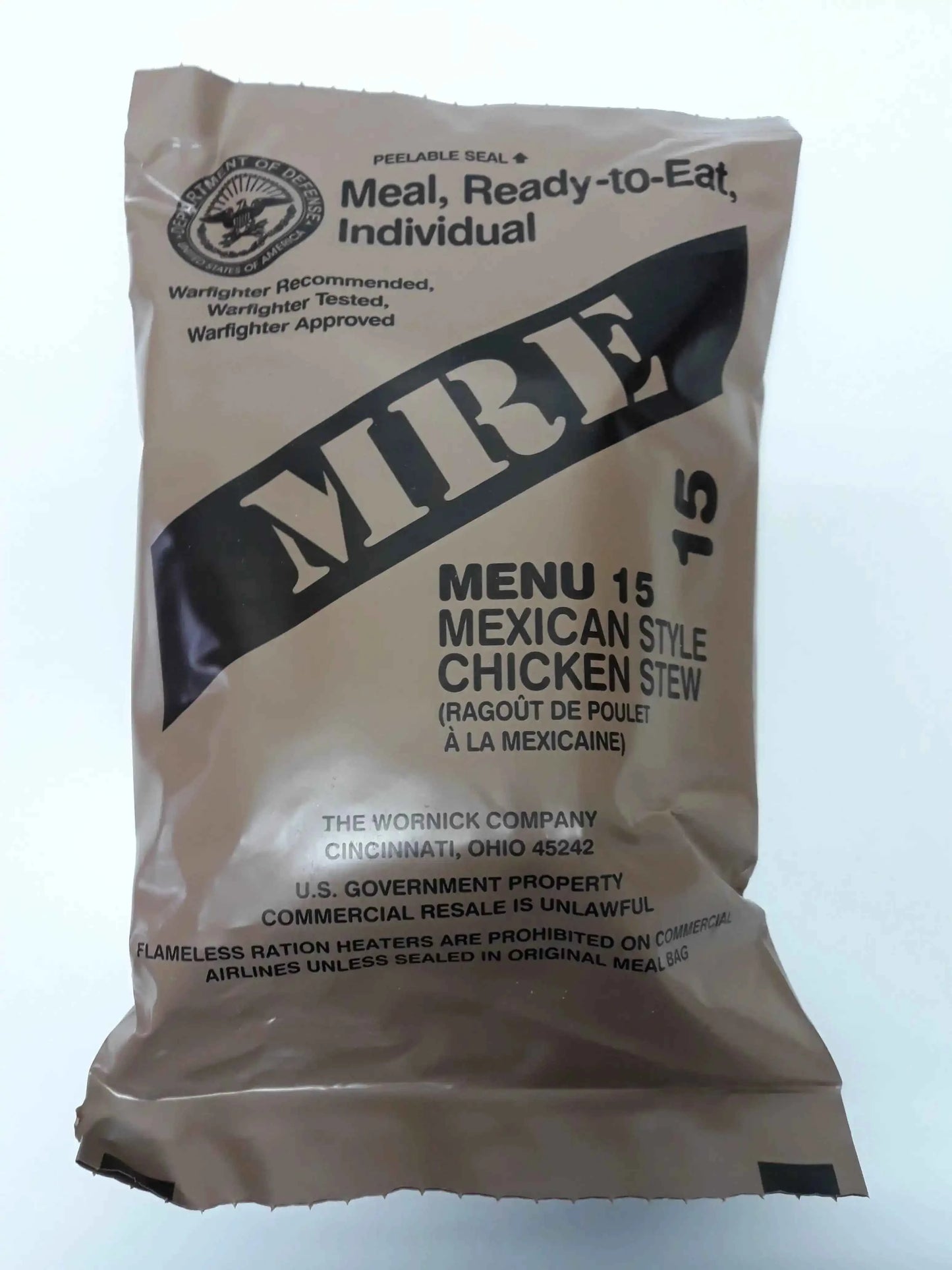 Bolsa de ración MRE Menú 15: pollo estilo mexicano en salsa