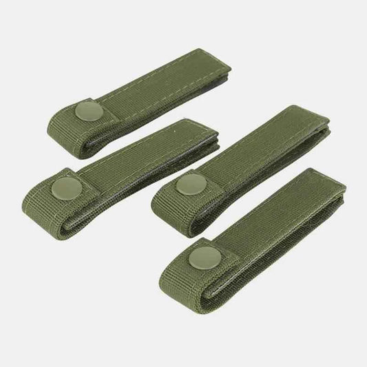 Tiras de anclaje MOLLE de 10 cm en verde oliva, con botón circular