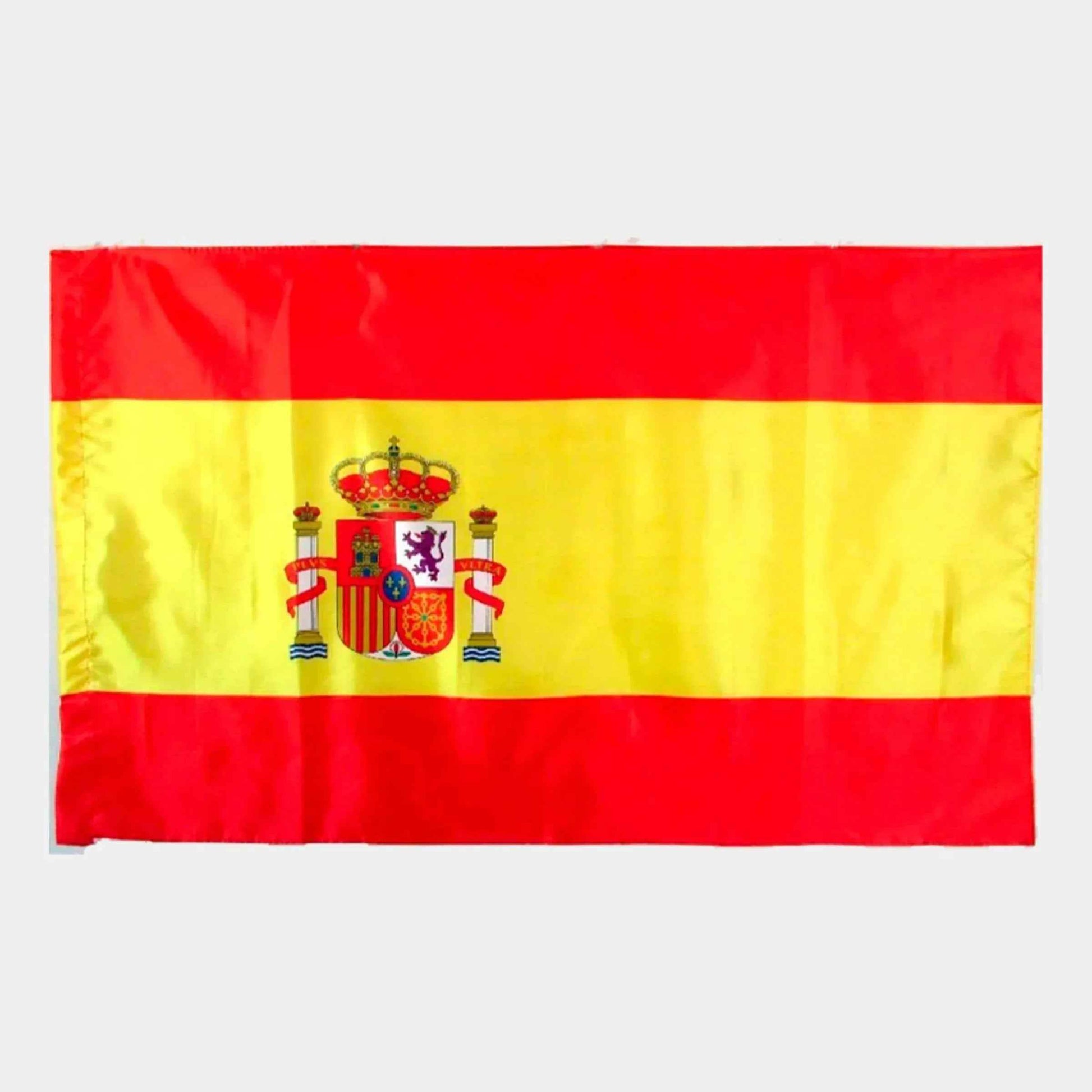 Bandera de España rectangular roja y amarilla con escudo central