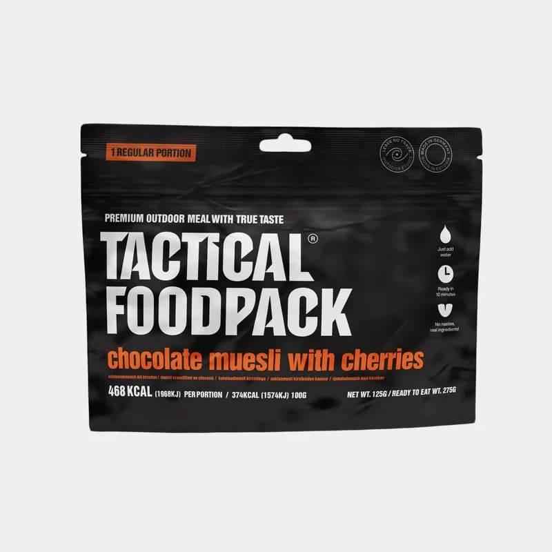 Bolsa de muesli con chocolate y cerezas Tactical Foodpack, etiqueta frontal