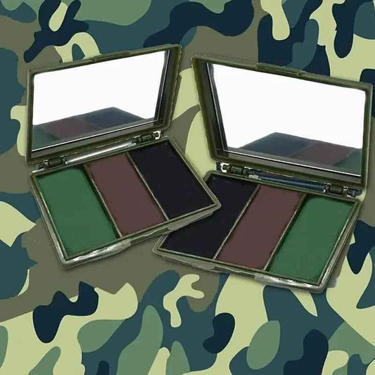 Kit de pintura facial camuflaje con paletas abiertas: verde, marrón y negro