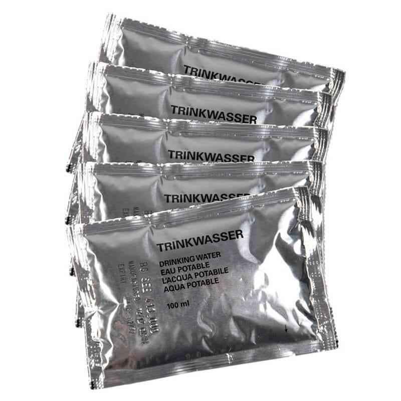 Paquete de sobres plateados de agua potable Trinkwasser, 5x100 ml