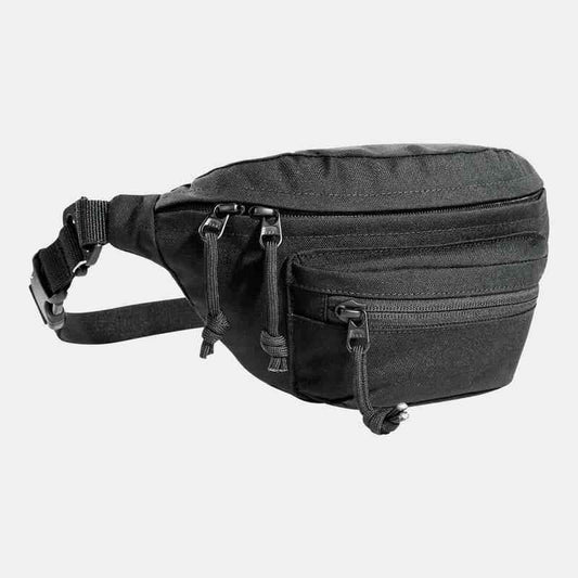 Riñonera modular negra con correas ajustables y bolsillos con cremallera