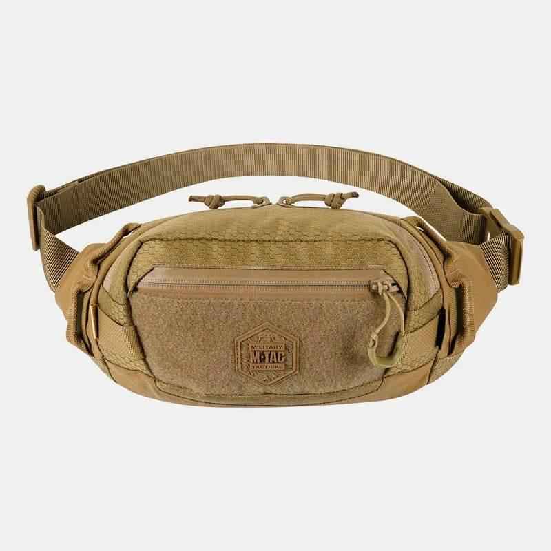 Riñonera táctica M-TAC coyote con parche central y bolsillo con cremallera
