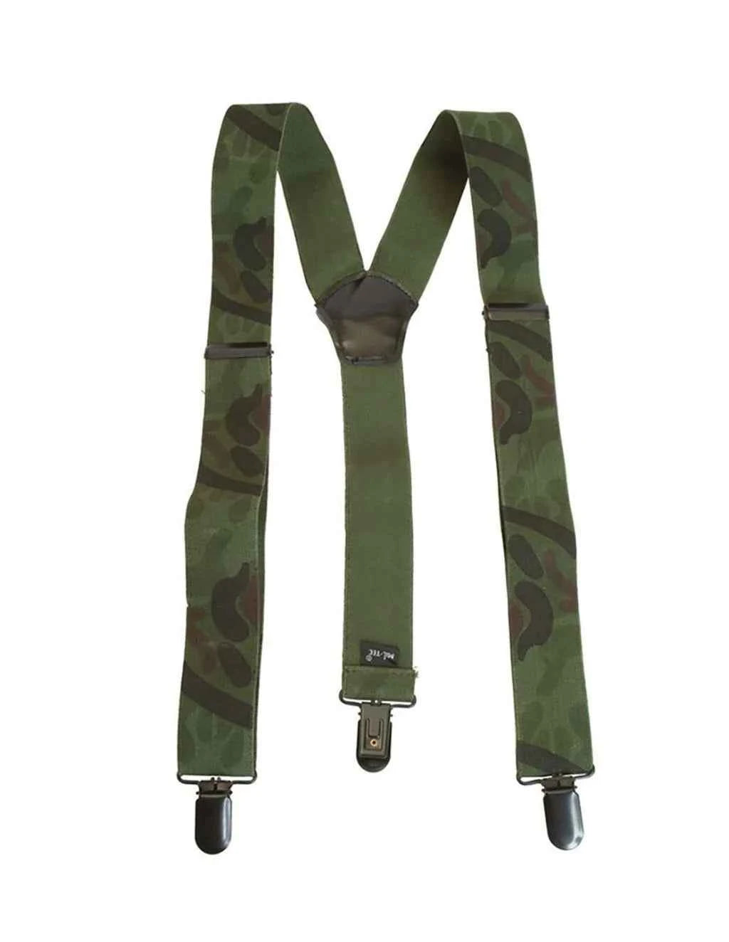 Tirantes tipo militar camuflaje woodland con hebillas y broches ajustables